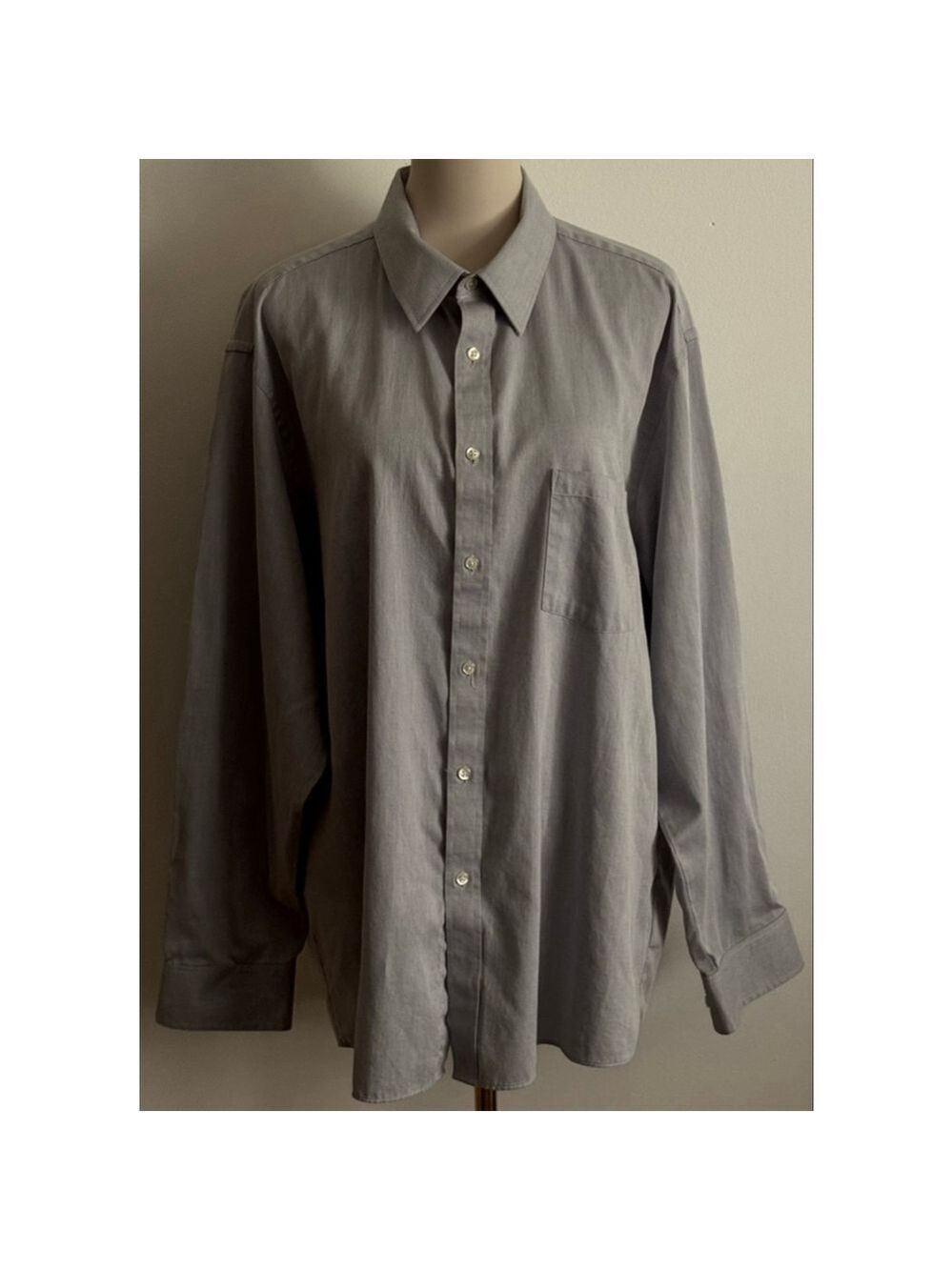Men's ARROW Gray Classic Fit Wrinkle Free Dress Shirt XXL